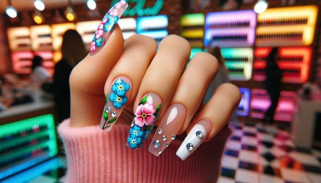 3d flower nails