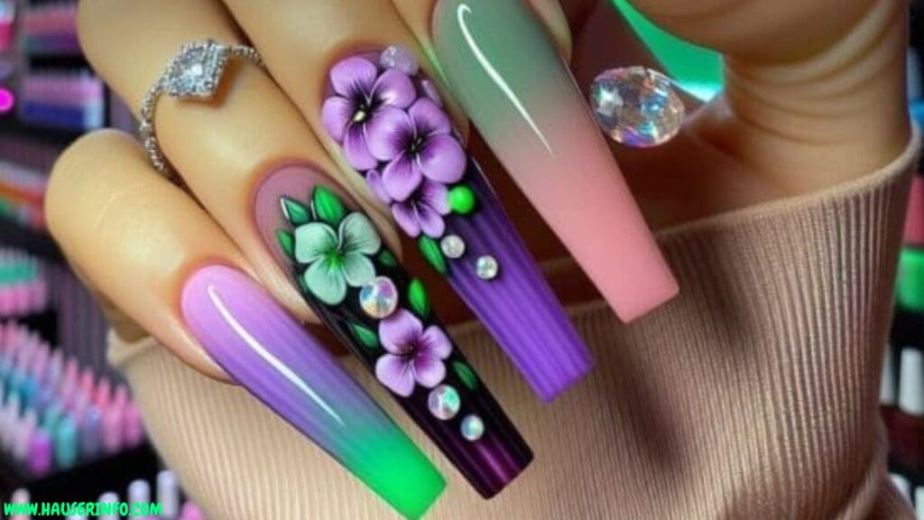 3d flower nails