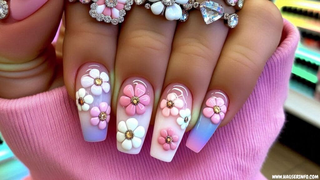 3d flower nails