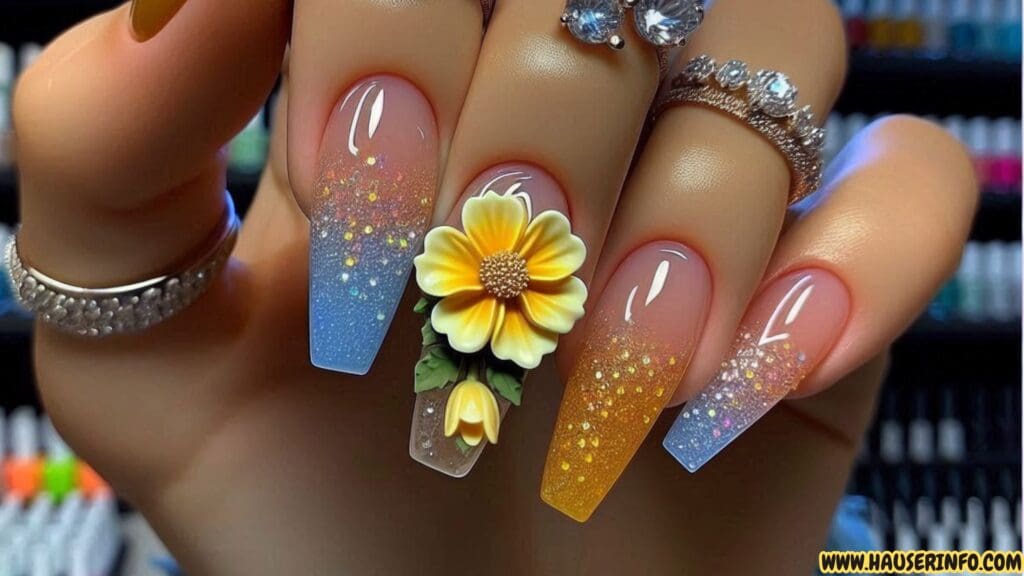 3d flower nails