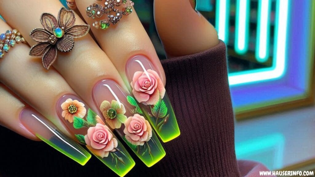 3d flower nails