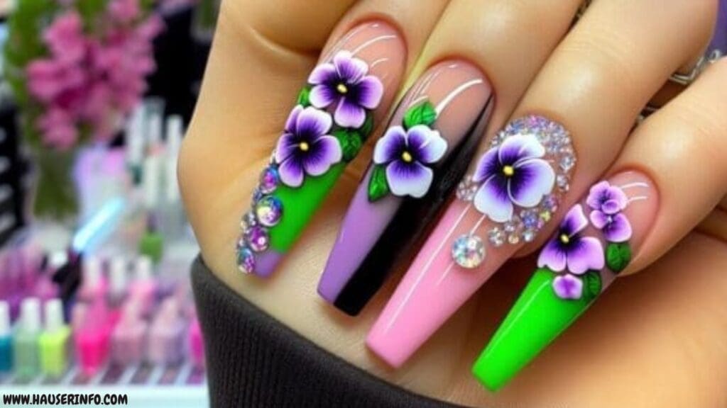 3d flower nails