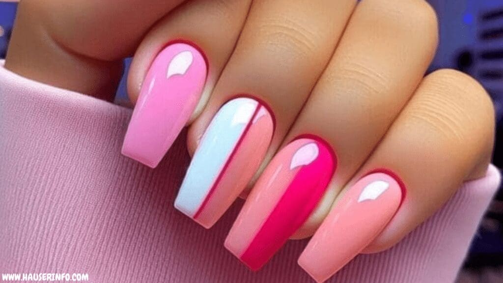 pink and white nail designs