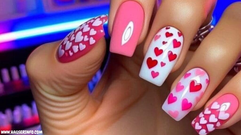 pink and white nail designs