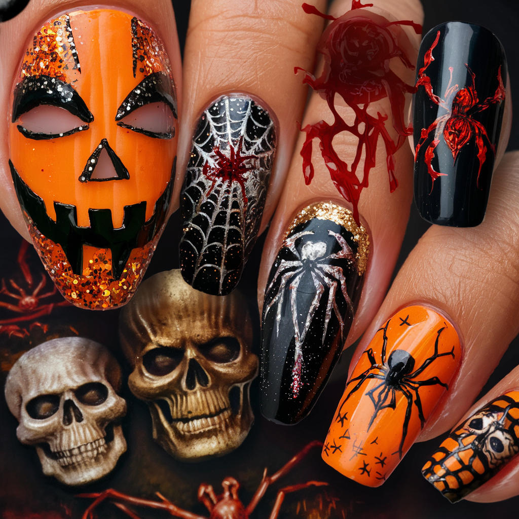 a stunning halloween nail art design featuring a v zVvCWH6PSOKK63DY6p8Law NvNg3oCpSUOiV5RoHKcFqw