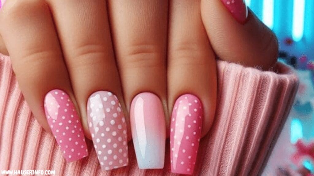 pink and white nail designs