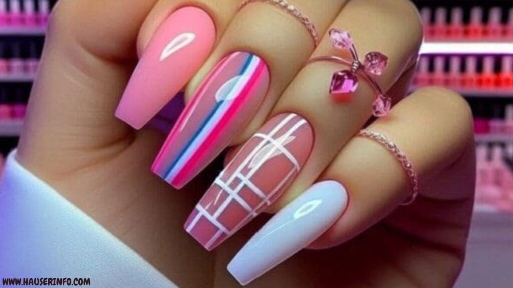 pink and white nail designs