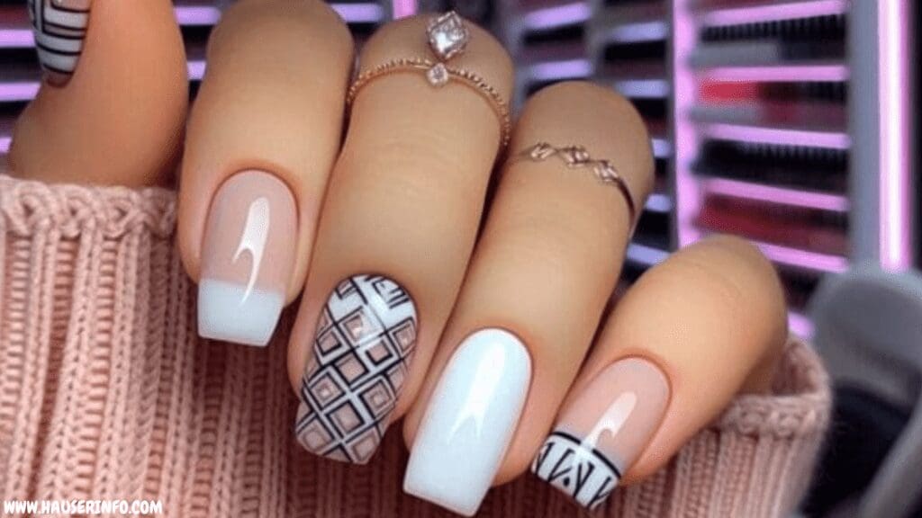 pink and white nail designs