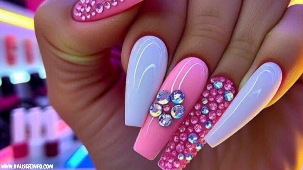 pink and white nail designs