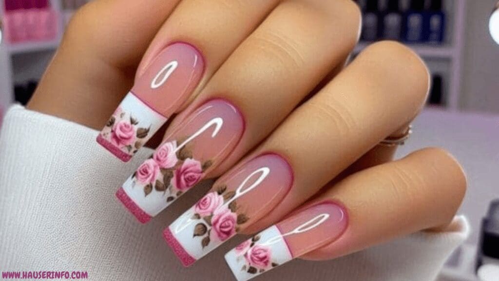 pink and white nail designs