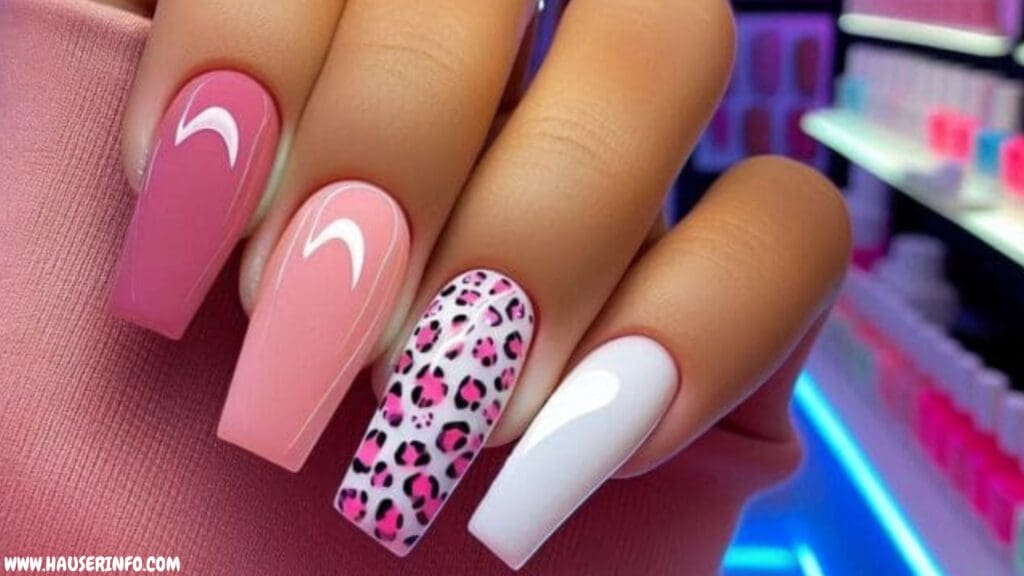 pink and white nail designs