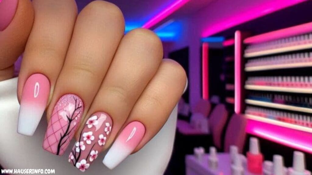 pink and white nail designs