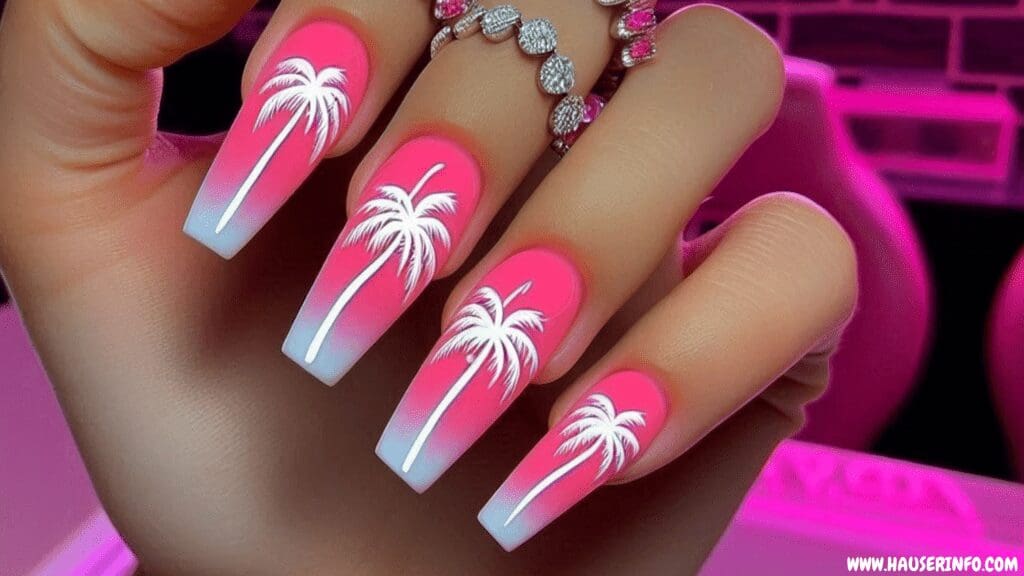 pink and white nail designs