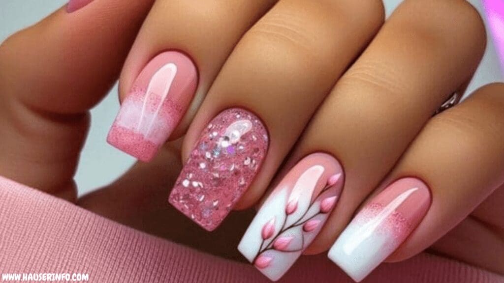 pink and white nail designs