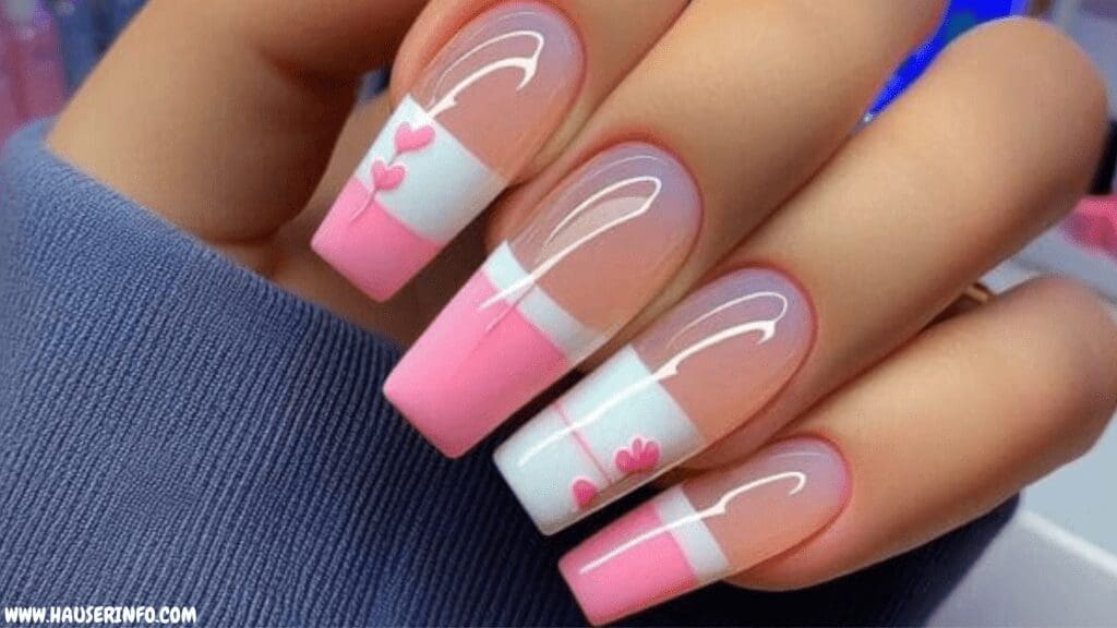 pink and white nail designs