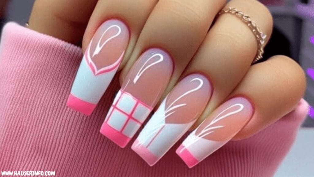 pink and white nail designs