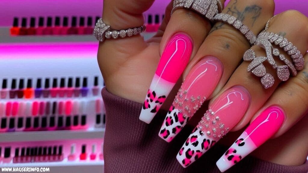 pink and white nail designs