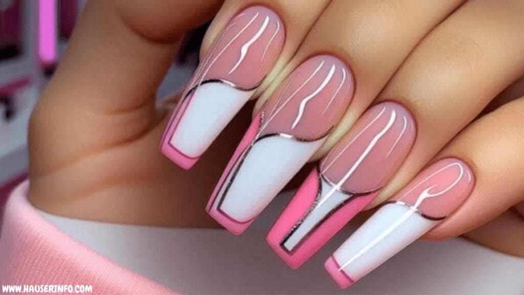 pink and white nail designs