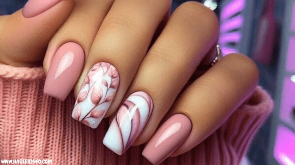 pink and white nail designs