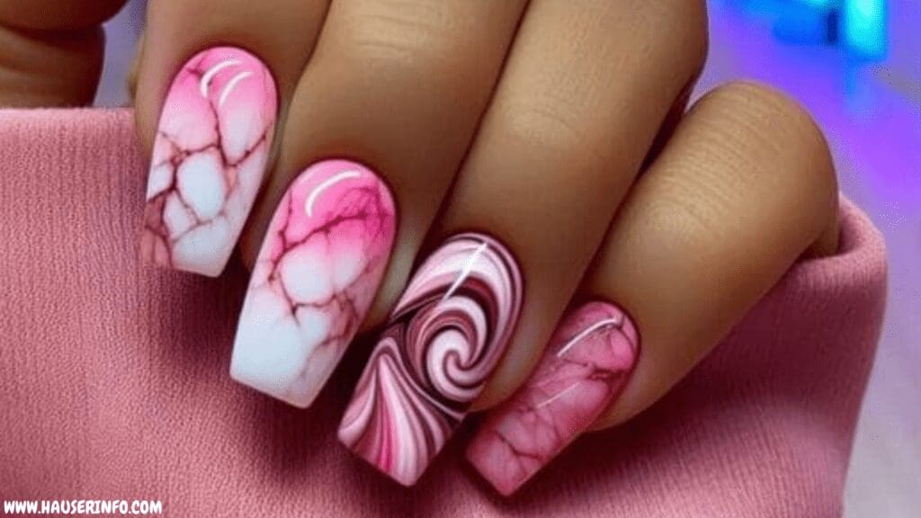 pink and white nail designs