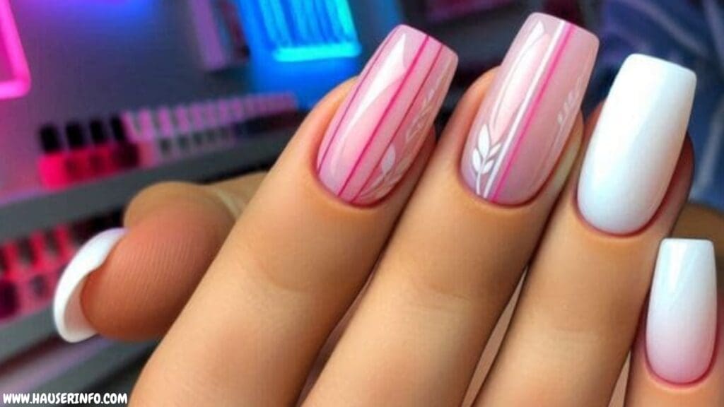 pink and white nail designs