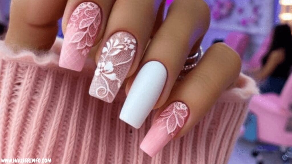 pink and white nail designs