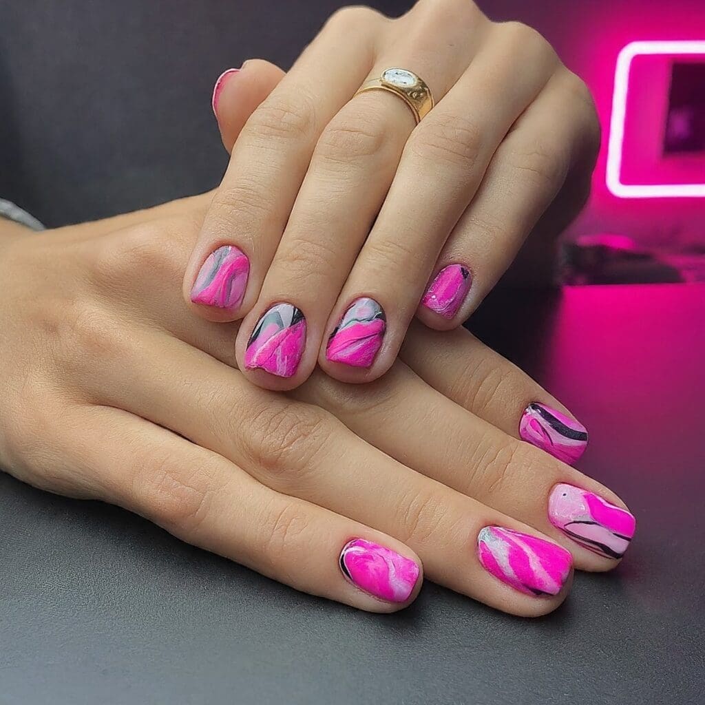 hot pink nail designs