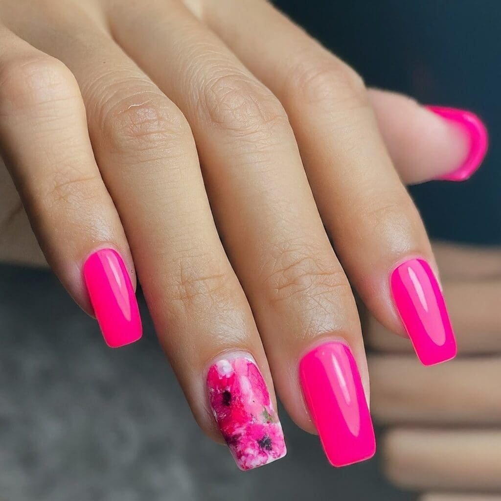 hot pink nail designs