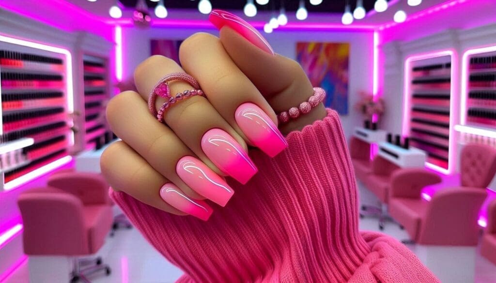 hot pink nail designs