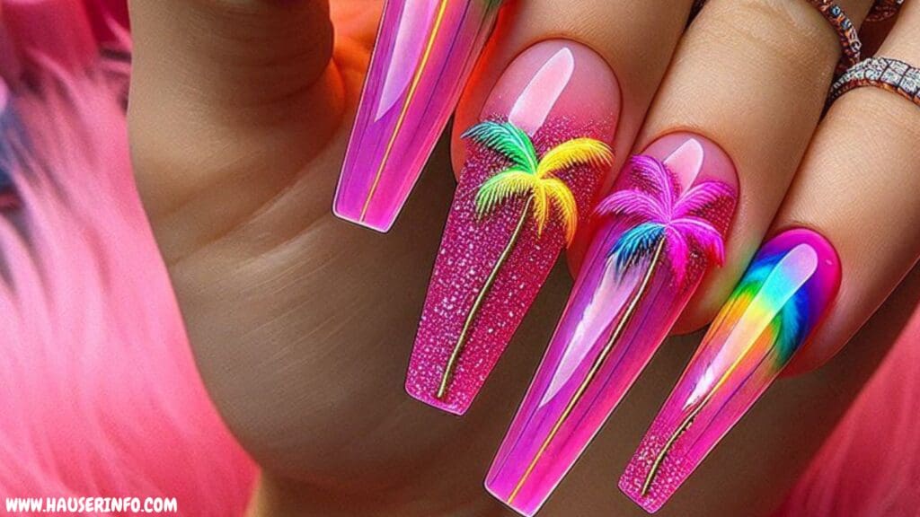 hot pink nail designs