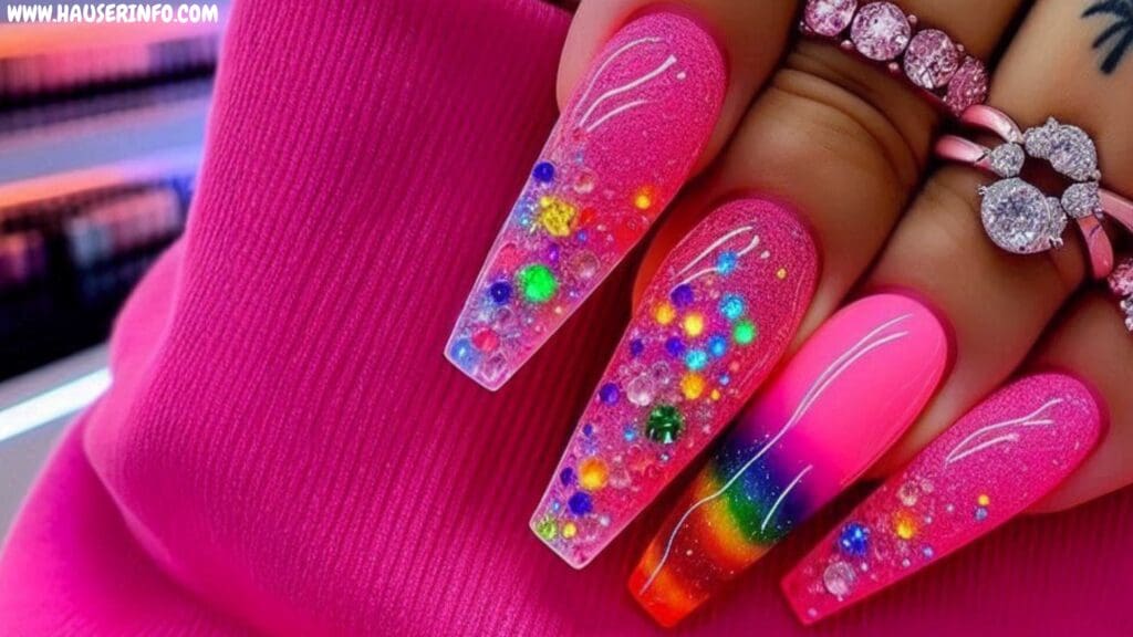 hot pink nail designs