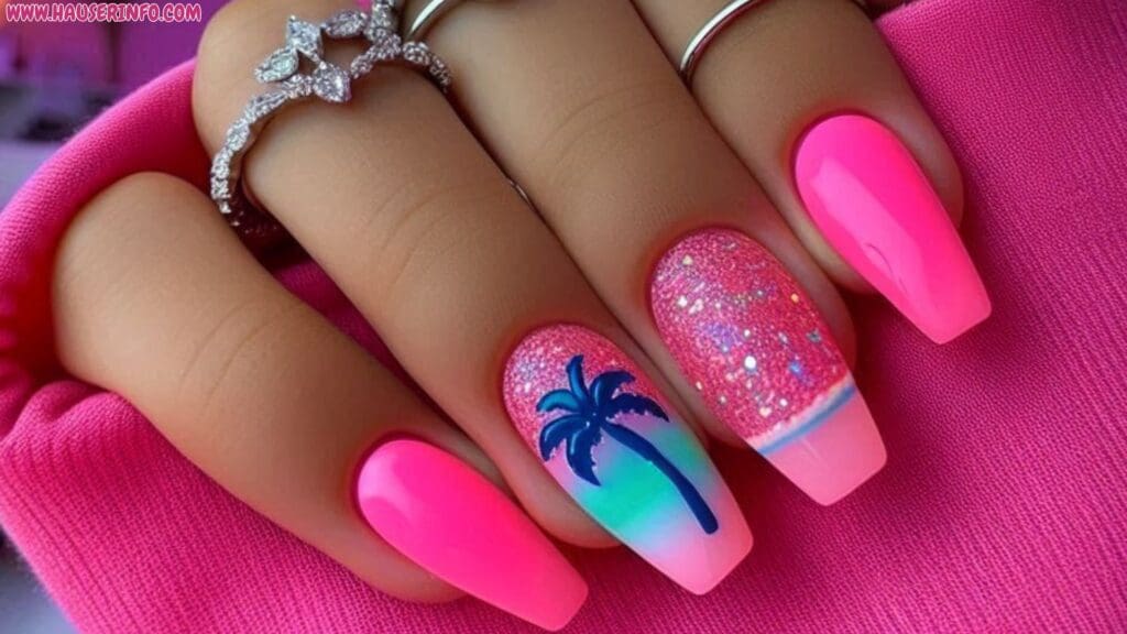 hot pink nail designs