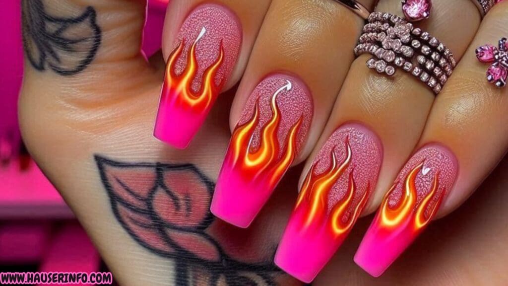 hot pink nail designs