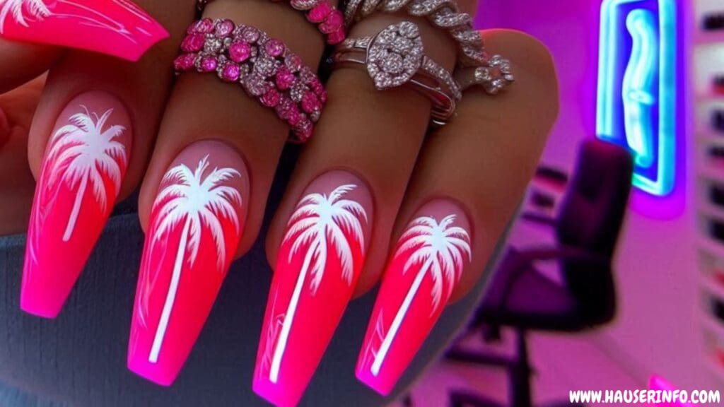 hot pink nail designs