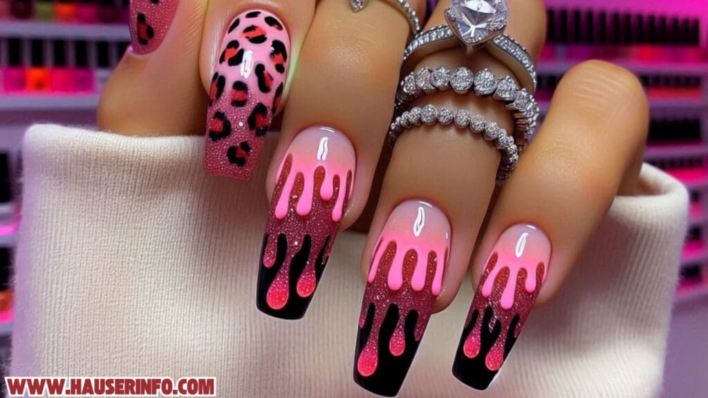 hot pink nail designs