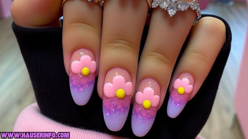 3d flower nails