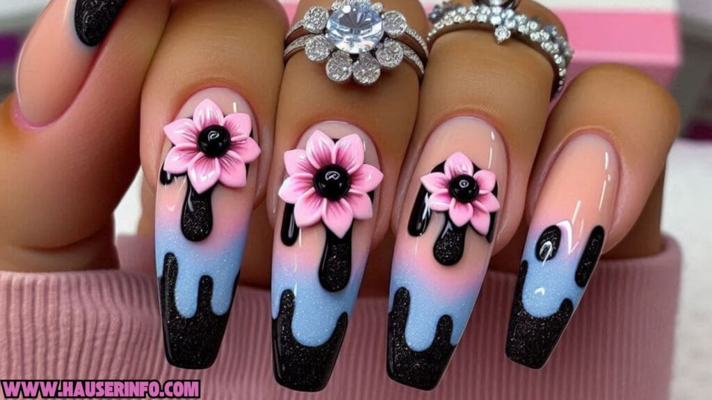 3d flower nails