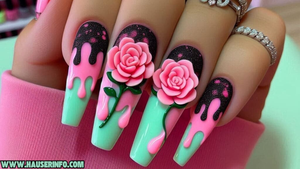 3d flower nails