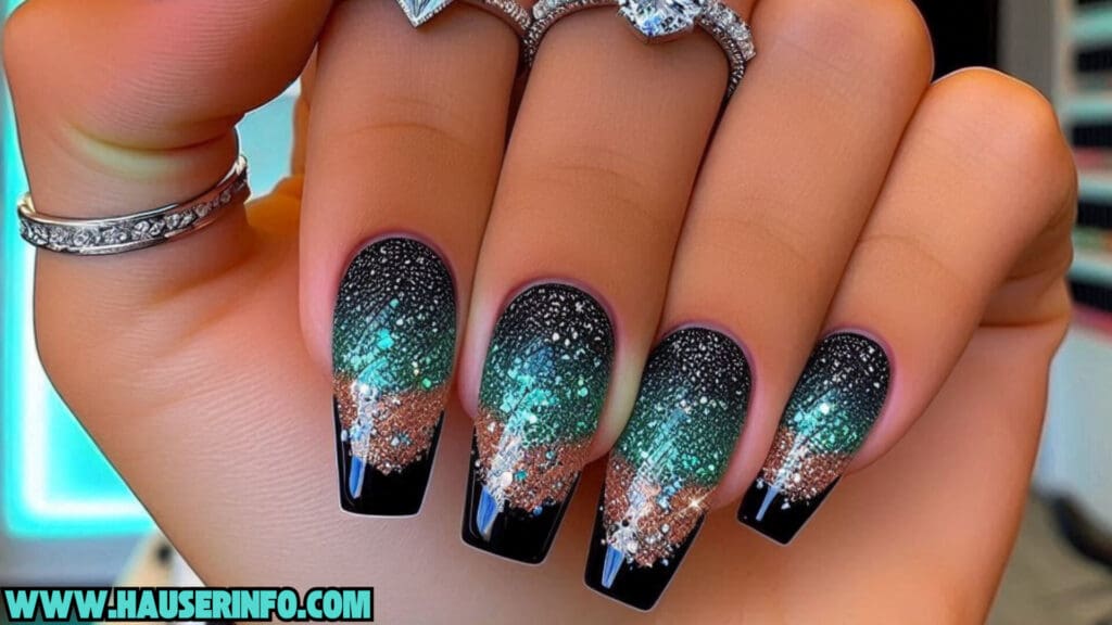 hausers november glitter ladies nails