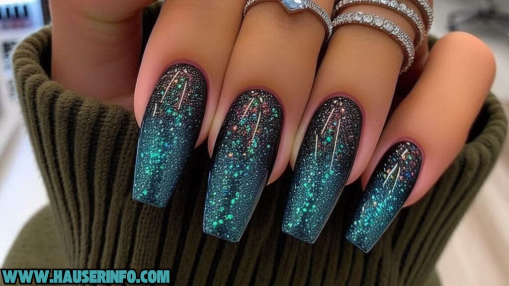 hausers november glitter ladies nails