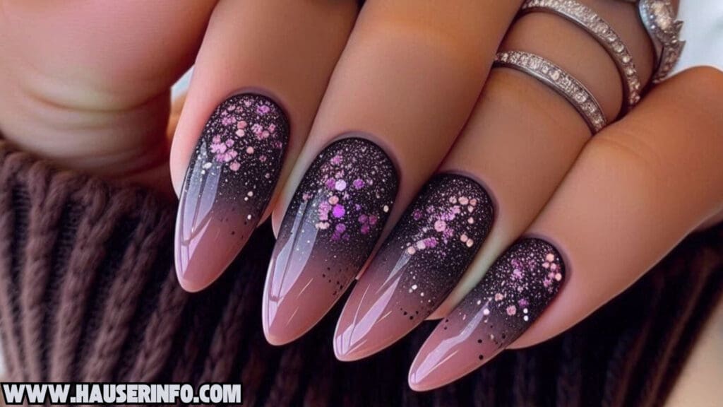 hausers november glitter ladies nails