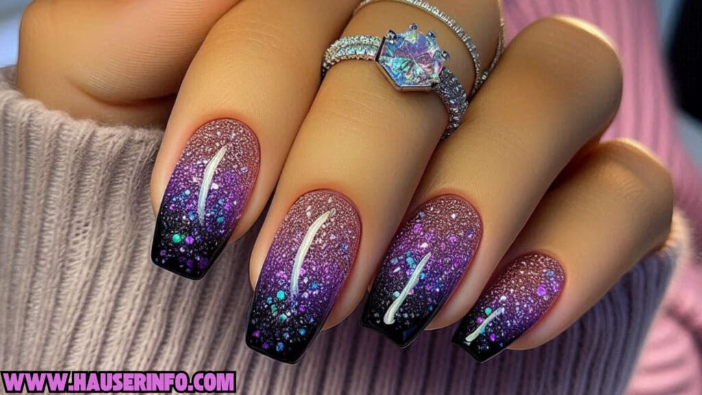 hausers november glitter ladies nails