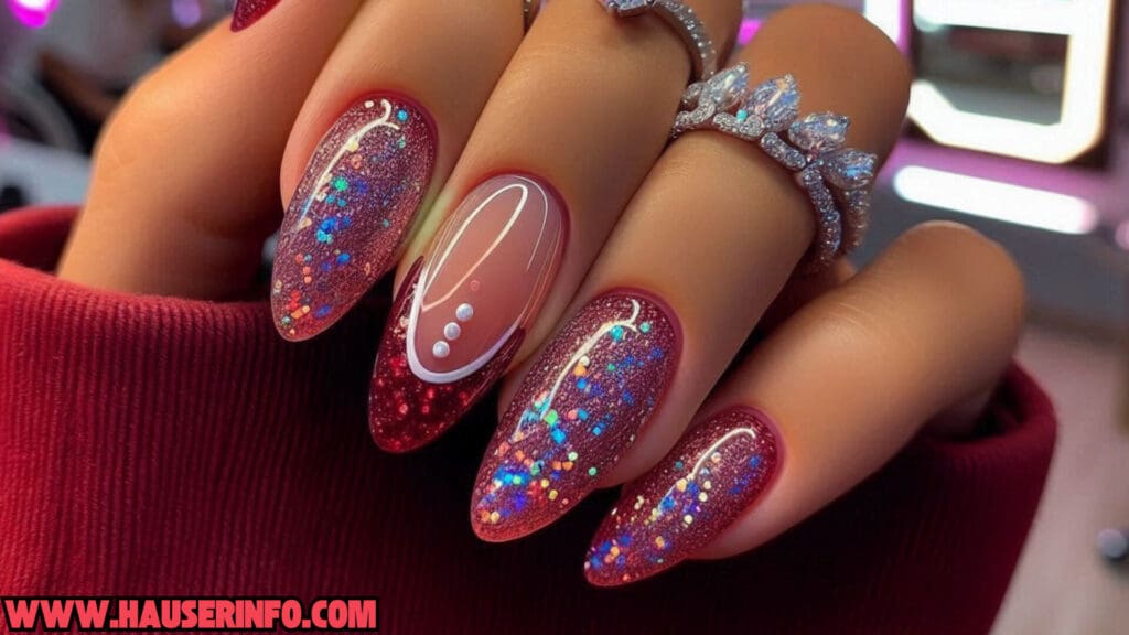 hausers november glitter ladies nails