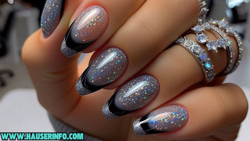 hausers november glitter ladies nails