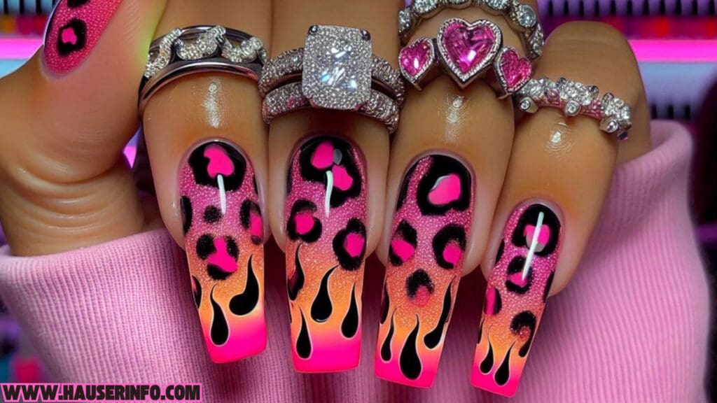 hot pink nail designs