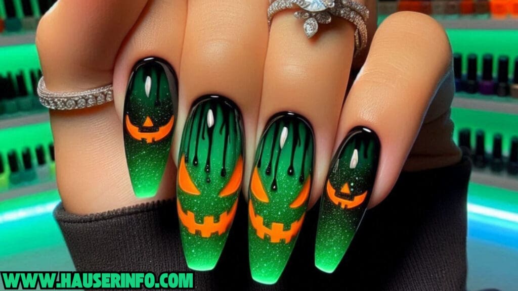 pumpkin lava Spice drip nails