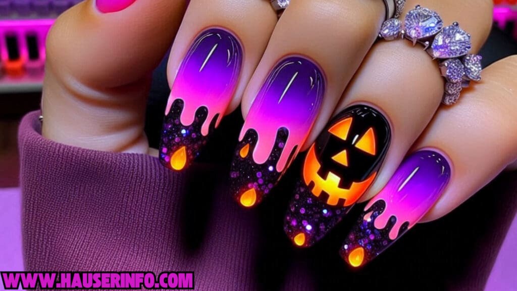 pumpkin lava Spice drip nails