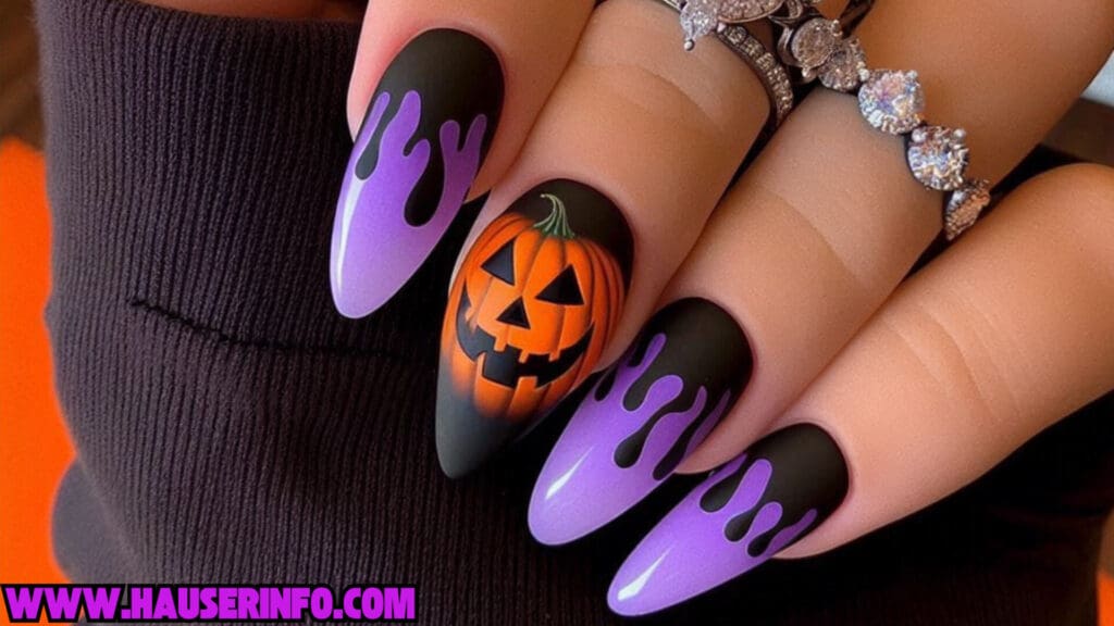 pumpkin lava Spice drip nails