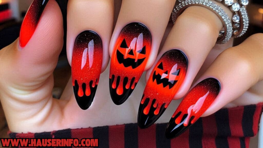 pumpkin lava Spice drip nails