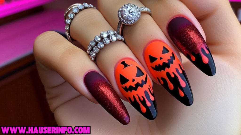 pumpkin lava Spice drip nails